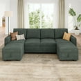 thumbnail image 6 of HONBAY 101.4” U-Shaped Corduroy Sectional Modular Sleeper Sofa with Pull-Out Bed and Hidden Storage, Green, 6 of 8