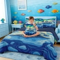 thumbnail image 3 of Manfei Cartoon Seal Bedding Comforter Set for Kids Boys and Girls, Arctic Aurora Full Bedding Set, Navy Reversible 7pcs, 3 of 6