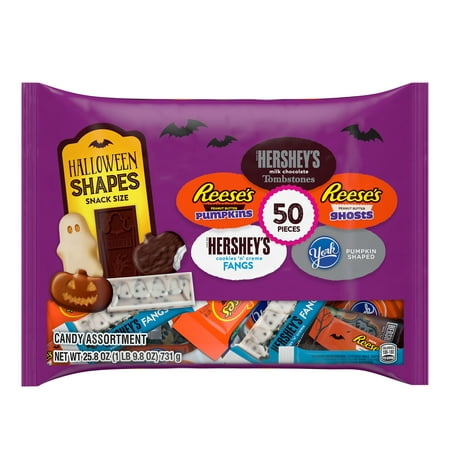 Hersheys Halloween Candy Assortment Spooky Shapes Snack Size, 25.8 oz, 50 Count