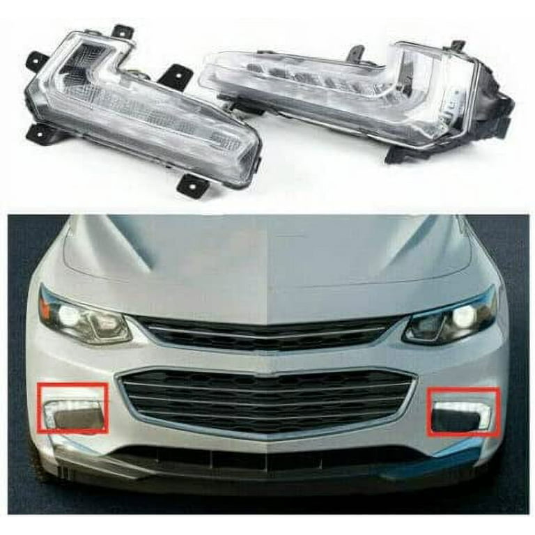 LED DRL Fog Lights For 2016-2018 Chevy Malibu - Front Bumper Pair, Cold White