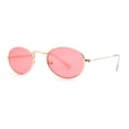 thumbnail image 1 of Hippie Micro Narrow Oval Pop Color Lens Metal Rim Sunglasses Gold Rose Pink, 1 of 4