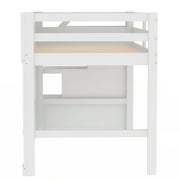 Euroco Wood Twin Size Loft Bed, Castle House Bed with Storage Staircase, White