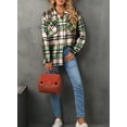 thumbnail image 3 of Dokotoo Boyfriend Jackets for Women Pockets Shacket Green Plaid Blouse Plus Size Blouses for Fall, 3 of 7