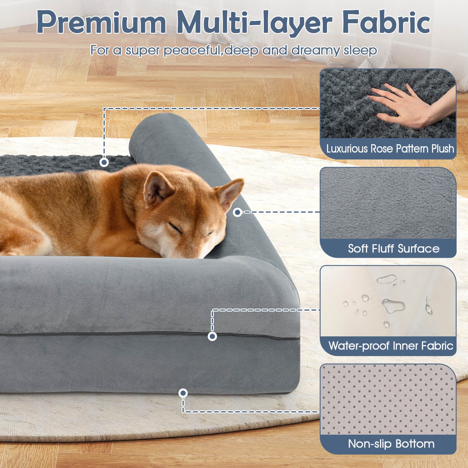 Costway XXL Sized Large Pet Bed with Orthopedic Egg Crate Foam Removable Washable Cover