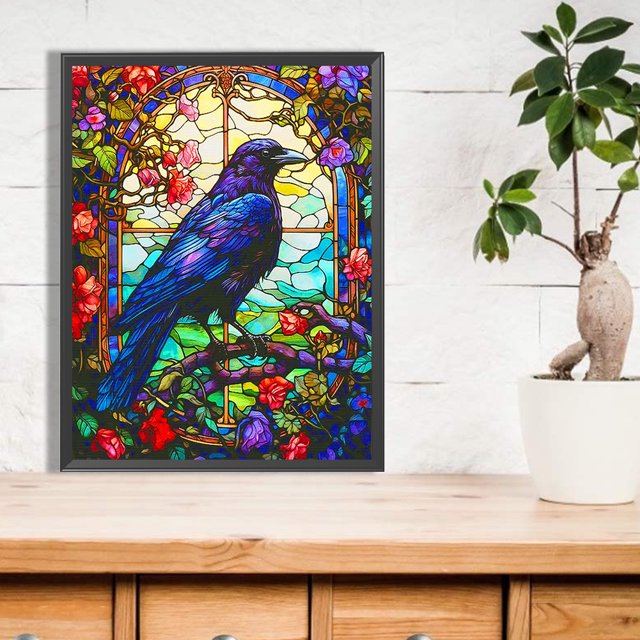 5D bricolaje cuadrado completo taladro diamante pintura vidrieras cuervo Kit decoración del hogar JShteea El nuevo