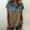 Khaki, variant on Fashion Women Summer Short Sleeve Lapel Patchwork Denim Look Neat Fold Outdoor Fresh Blouse Tops M