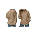 thumbnail image 3 of Women'S Hoodie Sweatshirt Cute Long Sleeve Top Loose Pullover with Pockets Khaki XXL, 3 of 6