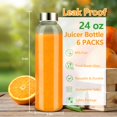 thumbnail image 2 of Botellas de agua Zukro Glass, 700 ml, paquete de 6 con tapa de acero inoxidable, 2 of 9