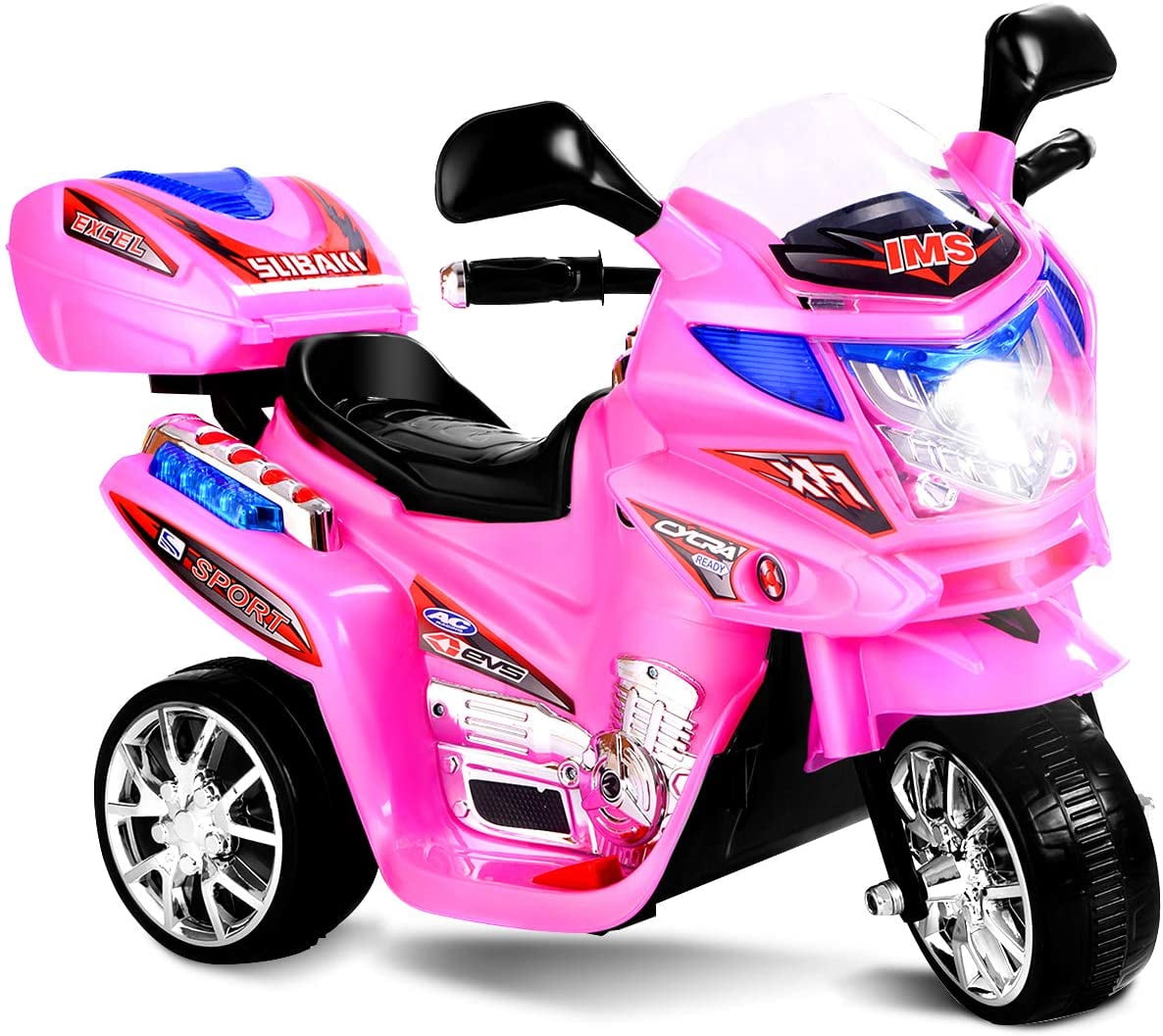 Light Pink Ride On Scooter 6V Toy Battery Powered Electric Bicyle W/Music Horn
