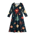 thumbnail image 4 of Christmas Girls' Maxi Dress Long Sleeve Snowflake Print Maxi Dress Crew Neck Soft Fabric Winter Theme Casual A-Line Floor Length Outfit, 4 of 4