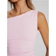 thumbnail image 6 of Womens Summer Off The Shoulder Sleeveless One Shoulder Ruched Asymmetrical Going Out Tank Crop Tops Shirts, 6 of 6