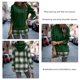 thumbnail image 5 of Women Hoodies Drawstring Plaid Splicing Drop Shoulder Sleeve Casual Pullover Top for Autumn Winter Green L, 5 of 6