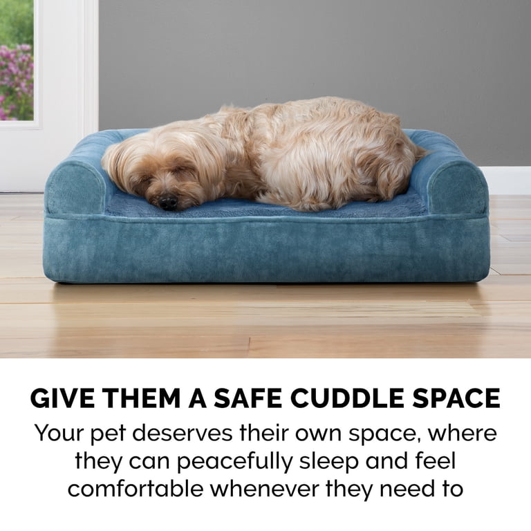 FurHaven Faux Fur & Velvet Orthopedic Sofa Pet Bed, Medium photo 3