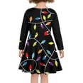 thumbnail image 3 of Suhoaziia Black Midi Dresses for Women with Designs for Little Girls Size 5-6 Years Xmas Coloured Light Bars Jumpskirt Round Neck Corset Playwear Winter Home Party Twirl Skirt with Sleeves, 3 of 6