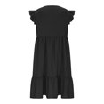 thumbnail image 4 of LWavelet Women's V-Neck Ruffle Sleeve Tiered Mini Dress for Casual & Party Wear Black S, 4 of 5