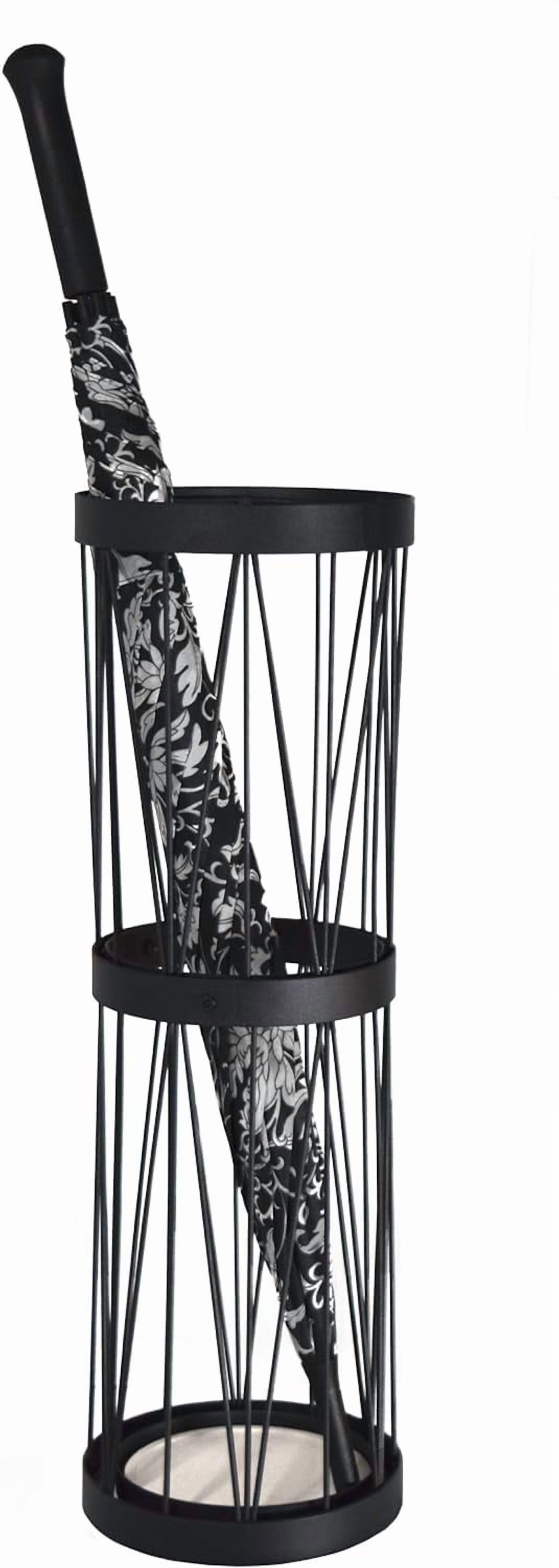 Tall Umbrella Holder, Metal Umbrella Stand for Entryway, Freestanding Umbrella Rack Organizer with Drip Tray, Black