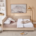 thumbnail image 4 of Harper & Bright Designs Queen Size Upholstered Daybed Frame with Backrest and Armrests, Velvet L Shaped Corner Sofa Bed for Bedroom Living Room, Pink, 4 of 10