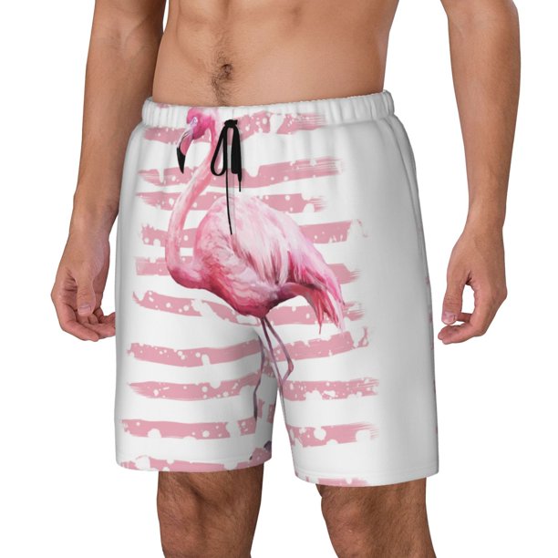 Fotbe Flamingo Traje de Baño para Hombre – Shorts de Natación de Secado Rápido con Forro y Bolsillos-Large