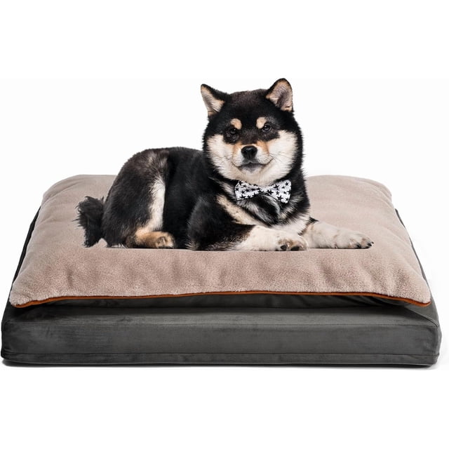 Dog Bed with Cooling Gel Memory Foam PressureRelief Support for Dogs up to lbs Bottom Machine Washable Cover Large Sized (x &#;) Grey