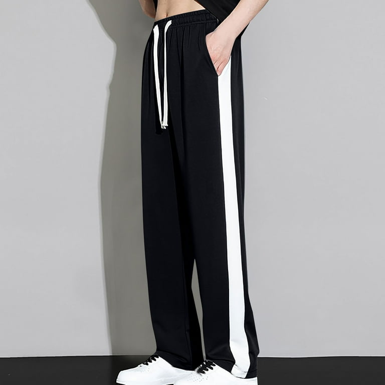Olyvenn Men's Straight Leg Long Pants with Side Stripe