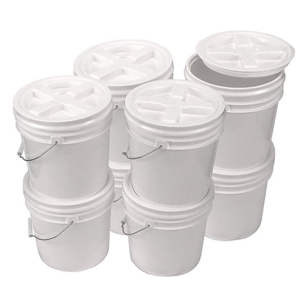 Bucket Kit, Eight White 2 Gallon Buckets with White Gamma Seal Lids