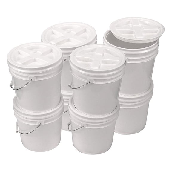 Bucket Kit, Eight White 2 Gallon Buckets with White Gamma Seal Lids