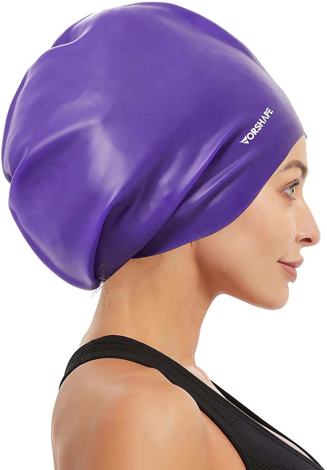 Extra Large Swimming Cap Shower Capfor Long HairWomen & Men Purple