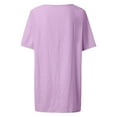 thumbnail image 5 of Riforla Women V Neck Top Shirt Pullover Solid Color Comfortable Shirt Short Sleeve Loose Elegant Shirt Dress Womens Tops Casual Purple XXL, 5 of 5