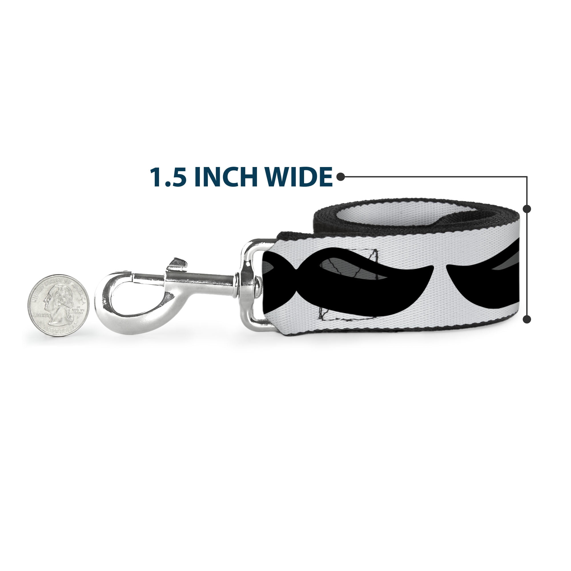 Buckle-Down Pet Leash, Dog Leash, Plastic Mustache White Black, 6 Feet Long 1.0 Inch Wide