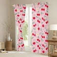 thumbnail image 4 of jejeloiu Red Cherries Cartoon Daisy Green Rustic Leaves Blackout Curtains, Pack of 2 (42x63 Each), Microfiber Children Bedroom Decor, 4 of 5