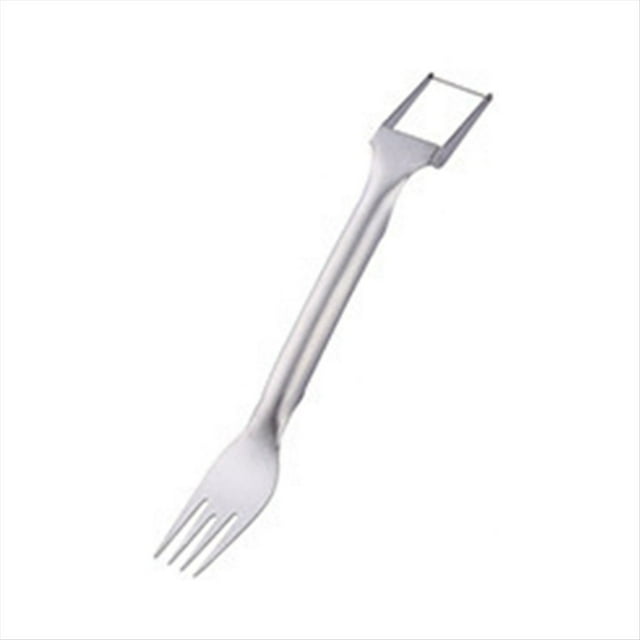 Cortador de Frutas de Acero Inoxidable 2 en 1, Herramienta Cortadora de Sandía de Doble Cabezal, Tenedor Cortador Portátil Plateado