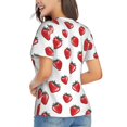 thumbnail image 2 of Goofa Hand Drawn Strawberry Pattern Women's Slim-Fit Short-Sleeve V-Neck T-Shirt,Classic-Fit Short-Sleeve V-Neck T-Shirt-3X-Large, 2 of 5