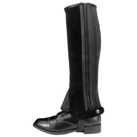 Tough 1 Suede Leather Half Chaps, Black, Medium