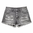 thumbnail image 6 of Nestiefly Womens Jean Shorts Mid Rise Button Waist Ripped Denim Short Summer Casual Fashion Stretchy Jeans with Pockets 2026 Gray 2XL, 6 of 6