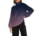 thumbnail image 3 of Women's Plus Size Mock Neck Pullover, Gradient Color Thermal Lined Sweatshirt, Soft Fleece Crewneck Long Sleeve Top, Comfortable Loungewear for Casual Winter Wear and Home Relaxation Purple S, 3 of 6
