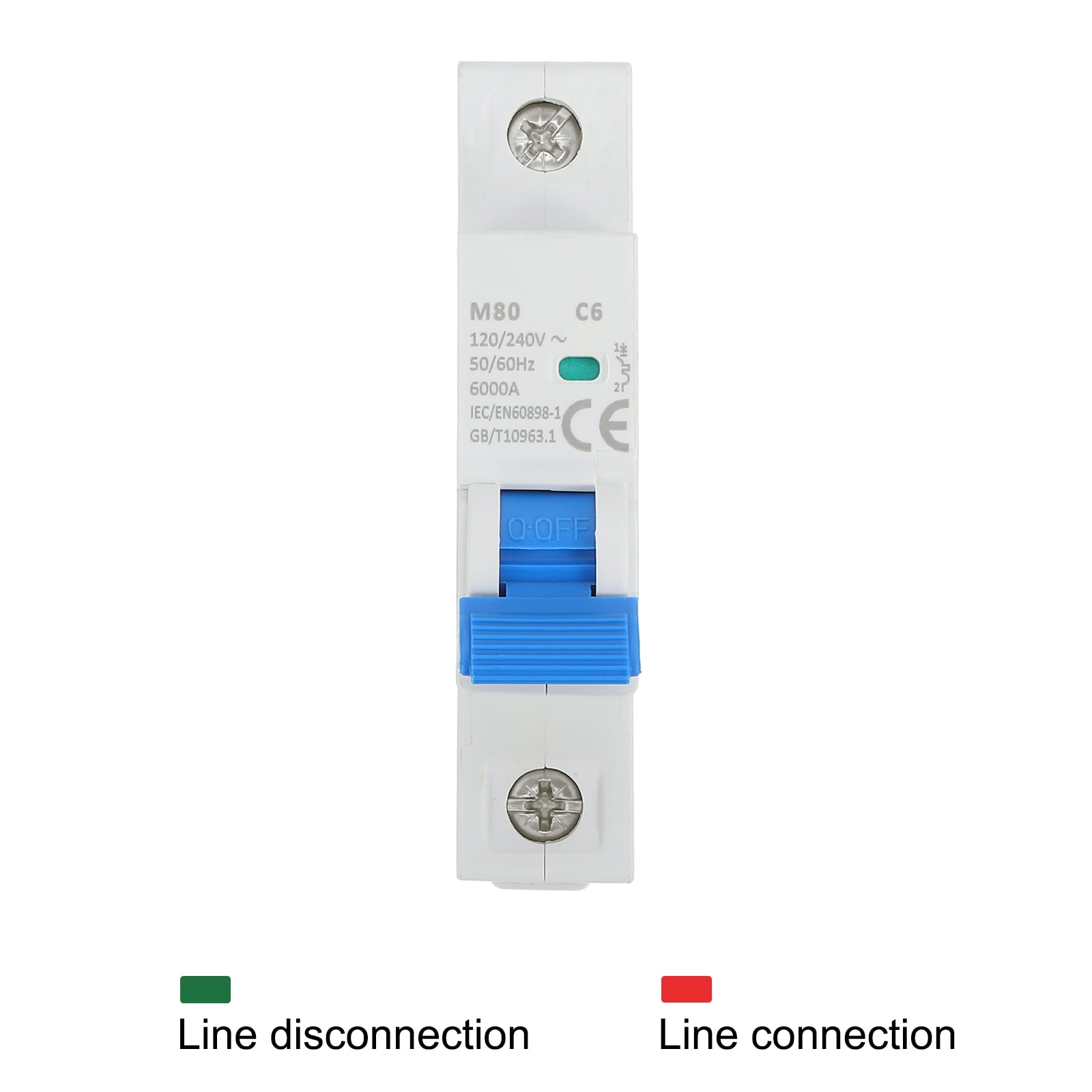 4 Pcs AC Miniature Circuit Breaker 1P 6A 120/240V Isolator M80AC DIN Rail Mount Disconnect Switch Circuit Breaker Protection Thermal Magnetic Trip