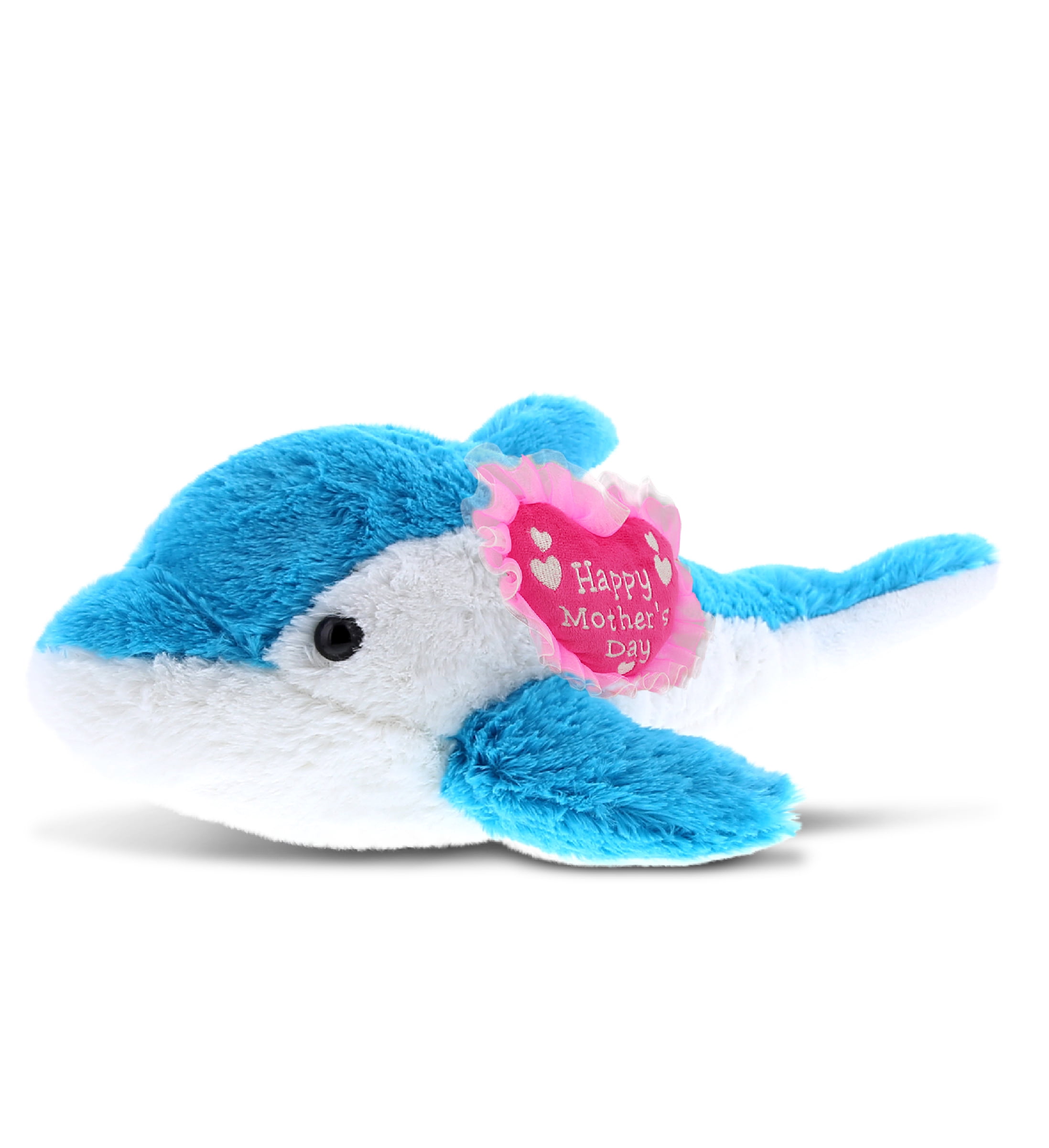 Grandma DolliBu Happy Mother's Day Personalized Soft Plush Blue Dolphin with Pink Heart Message for Best Mommy Wife 11.75 Daughter