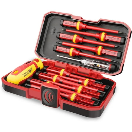 

practical HURRICANE 1000V Insulated Electrician Screwdriver Set All-in-One Premium Professional 13-Pieces CR-V Magnetic Phillips Slotted Pozidriv Torx Screwdriver