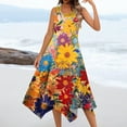 thumbnail image 2 of YDKZYMD Summer Casual Dresses for Women Floral Flowers Wedding Maxi Beach Boho Tank Dresses Hem Sundress Petite Sleeveless Midi Dress with Pockets Yellow XXL, 2 of 7