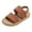 Brown, variant on Girls Braided Flat Sandals Comfortable Cute Open Toe Hook and Loop Slingback Summer Shoes