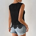 thumbnail image 5 of Women's Lace Tops V Neck Sleeveless Tank Tops Summer Floral Print Vacation Blouses Crochet Scalloped Hem Hollow Out Lightweight Casual Top, 5 of 8