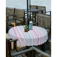 thumbnail image 2 of Outdoor Tablecloth Geometric Stripes Round Patio Tablecloths 60 Inch, Waterproof Outside Table Cloths with Umbrella Hole and Zipper, Pink Blue Summer Table Cover for Outdoor Tables Garden, 2 of 6
