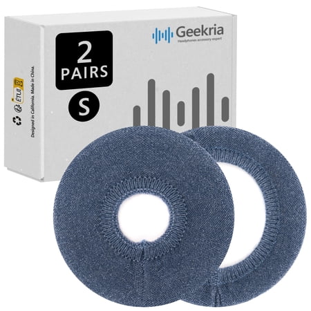 Geekria 2 Pairs Knit Headphones Ear Covers (Product Safety Certified) Washable & Stretchable Protectors for Over-Ear Headsets Sweat-Resistant (Size S / Blue)