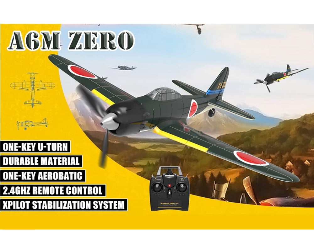 Roofworld RC Airplane Zero Fighter WW2 Warbird Aircraft 4 CH RTF Remote Control Plane with 6-Axis Gyro
