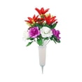 thumbnail image 2 of Artificial Peacock Rose Cemetery Flowers, Memorial Grave Decoration Bouquet with Vase, Fade Resistant Outdoor Floral Arrangement for Cemetery Holiday Tribute Remembrance, 2 of 7