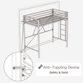 thumbnail image 2 of Einfach Metal Twin Size Loft Bed with Full-Length Guardrail & Removable Ladder, Apple Green, 2 of 10