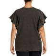 thumbnail image 5 of Terra & Sky Women's Plus Size Flutter Sleeve Knit Top, 5 of 5