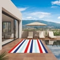 thumbnail image 3 of Blue Red Striped Outdoor Rug for Patio/Deck/Porch, Non-Slip Large Area Rug 6 x 9 Ft, Farmhouse Stripes Simple Art Indoor Outdoor Rugs Washable Area Rugs, Reversible Camping Rug Carpet Runner, 3 of 8
