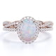 thumbnail image 1 of JeenMata Anillo de Bodas Antiguo de 1,50 Uds con Ópalo de Fuego de Talla Ovalada y Moissanita Engastado en Oro Rosa de 18 K sobre Plata, 1 of 6