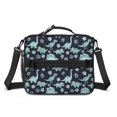 thumbnail image 2 of DarkBlue Cartoon Dinosaurs Leaves Pattern Bento School Insulated Lunch Bag Box with Shoulder Strap and Bottle Holder, 11" X 9.5" X 3.5", 2 of 5